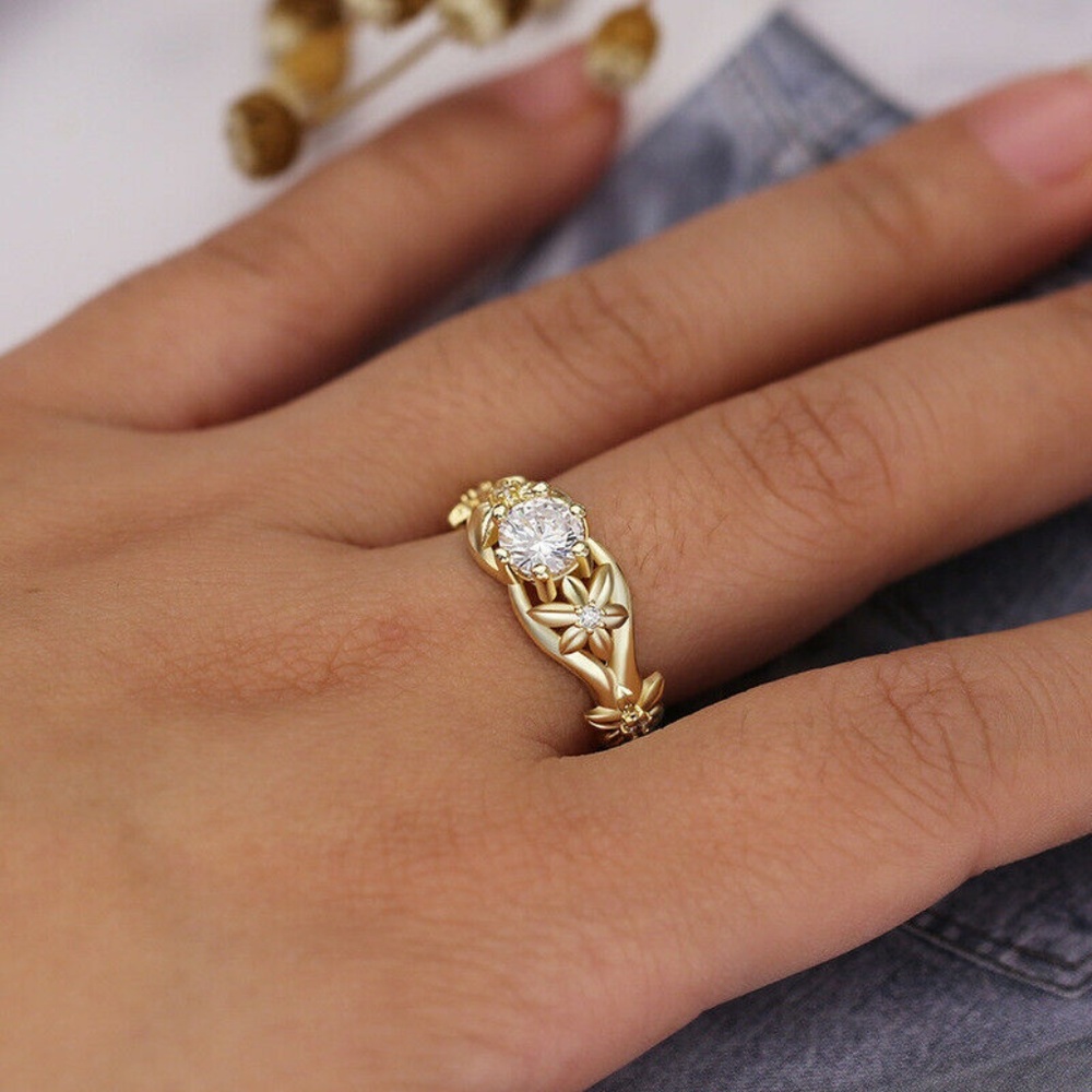 Elegant 18k Yellow Gold Plated White Sapphire Ring - Picture 2 of 4